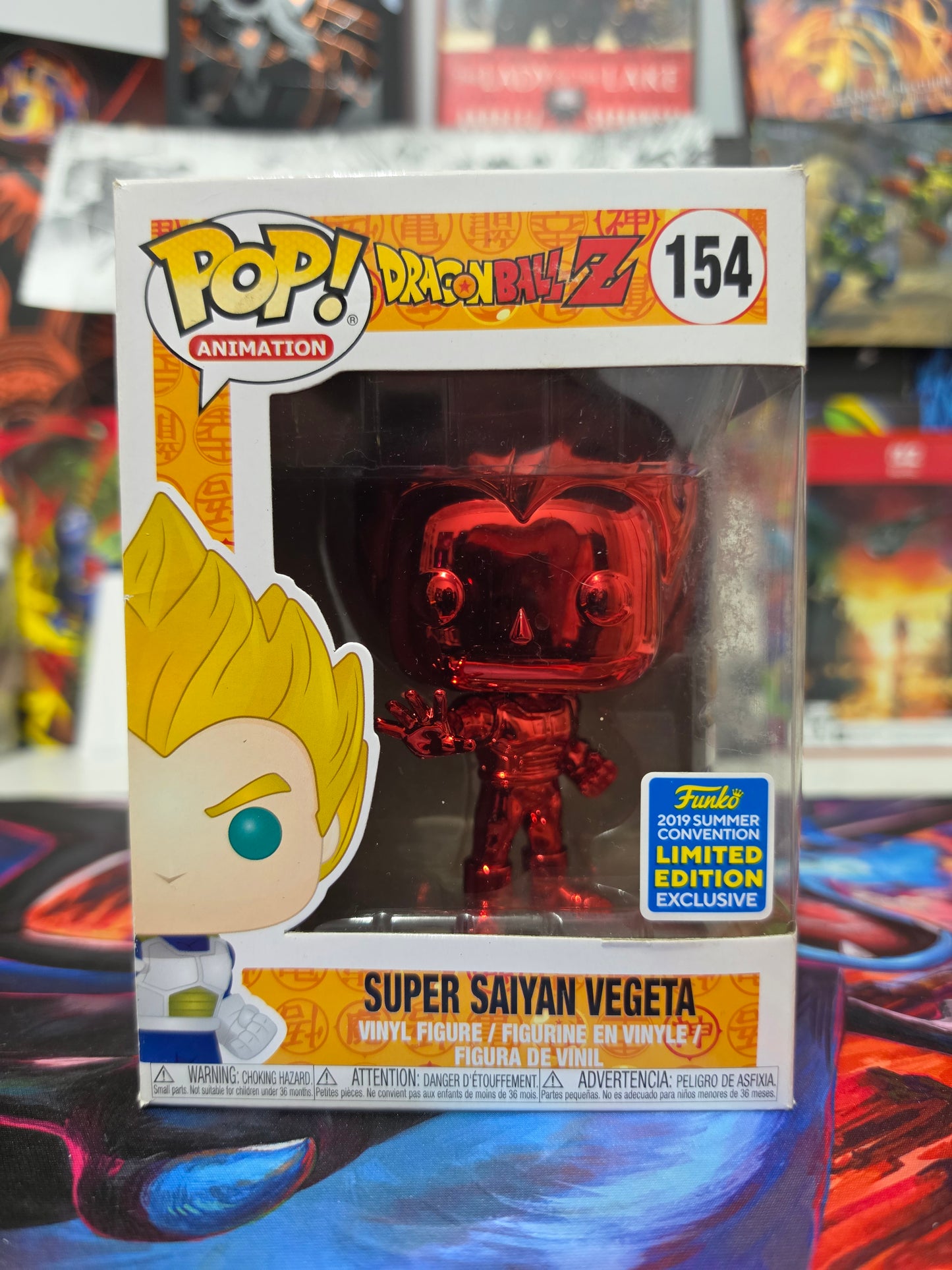 Funko Pop! Animation: Dragon Ball Z – Super Saiyan Vegeta #154 (2019 Summer Convention Limited Edition – Red Chrome) Vinyl Figure